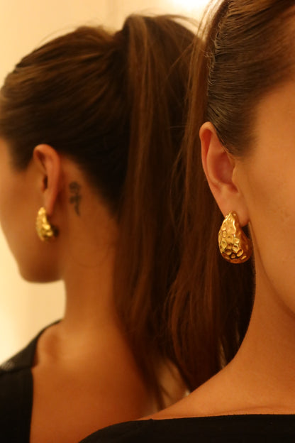 Dented Tear Drop Earrings