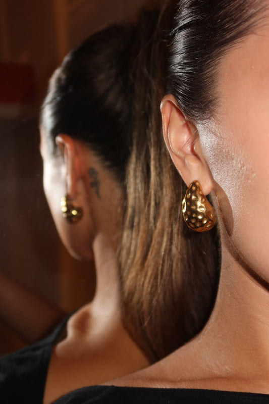 Dented Tear Drop Earrings