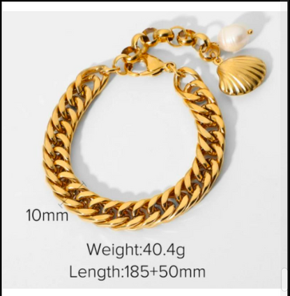 Bracelet with Pearl and Shell Charm